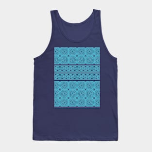 African Ethnic Tribal Blue Turquoise Pattern Tank Top